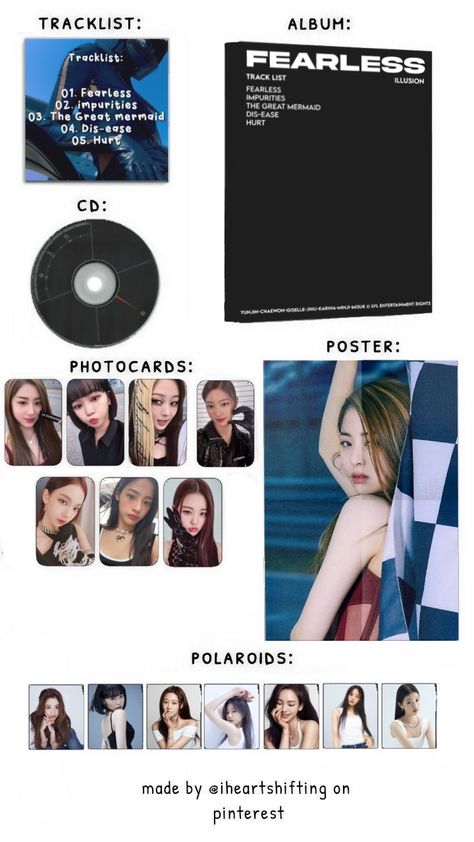 template by iheartshifting Fearless Album, Kpop Shifting, Photo Cards, Cd, Sparkle, Lifestyle