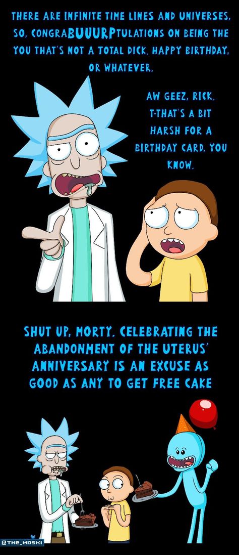 List : 30+ Best "Rick and Morty" TV Show Quotes (Photos Collection) Rick And Morty Birthday Cards, Rick And Morty Crafts, Rick And Morty Font, Rick And Morty Birthday Party Ideas, Diy Rick And Morty, Rick Sanchez Quotes, Rick And Morty Birthday, Rick And Morty Time, Tiny Rick