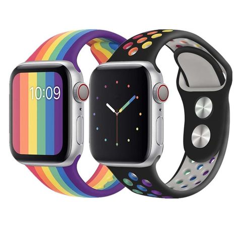 #applewatch #Silicone - Celebrate Pride with this colorful silicone apple watch band. Soft, durable, and compatible with all apple watch models. Spread the message of love, acceptance, and diversity. All Apple Products, Apple Watch Fashion, Apple Watch Series 5, Apple Watch Leather, Apple Watch Leather Strap, Bracelet Apple Watch, Apple Watch Case, Apple Watch Accessories, Watch Fashion