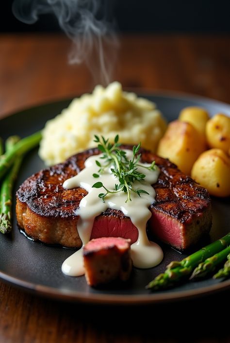 Craving a restaurant-quality steak at home? This pan-seared New York strip steak is cooked to perfection and topped with a rich, creamy Gorgonzola sauce. Perfect for date nights, special occasions, or steak lovers who want a gourmet meal without leaving home! 🥩✨ Save this delicious steak recipe for later! #SteakLovers #EasyGourmet #Foodie Steak At Home, New York Strip Steak, Gorgonzola Sauce, Delicious Steak, New York Strip, Strip Steak, Juicy Steak, Steak Recipe, Hearty Stews