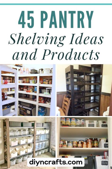 45 Pantry Shelving Ideas and Products Small Cabinet Pantry Ideas, Open Pantry Shelving Ideas, Pantry Storage Shelves, Open Kitchen Pantry, Hidden Fridge, Pantry Shelving Ideas, Diy Pantry Shelves, Diy Closet Shelves, Garage Organizing