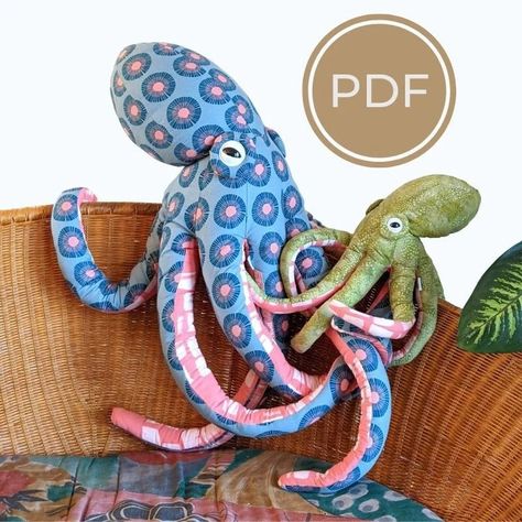 Giant Octopus AND Small Octopus Sewing Pattern Set PDF - Etsy Australia Octopus Sewing Pattern, Octopus Sewing, Small Octopus, Giant Octopus, Octopus Plush, Statement Decor, Plushie Patterns, Sewing Stuffed Animals, Decoration Originale