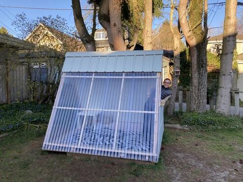 We built an A-Frame playhouse in our Backyard! A Frame Playhouse Diy, Easy Playhouse Plans, Frame Playhouse, Natural Outdoor Playground, Play Houses Diy, A Frame Playhouse, Playhouse For Kids, Corrugated Plastic Sheets, Backyard Kids