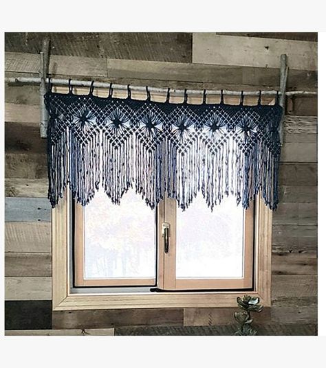 Macrame Curtains Window Coverings, Macrame Window Hanging, Macrame Window Valance, Macrame Valance, Macrame Window, Macrame Window Curtain, Valance Patterns, Macrame Curtains, Witchy Cottage