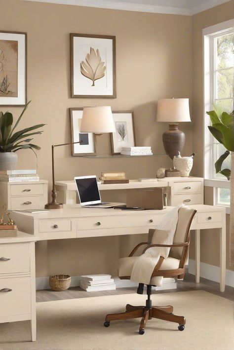 interior designer, home decor, home office design, interior painting Mexican Sand Paint Color, Colors For Home Office, Sand Paint Color, Neutral Home Office, Palladian Blue Benjamin Moore, Paint Color Guide, Colors For Home, Agreeable Gray Sherwin Williams, Anew Gray