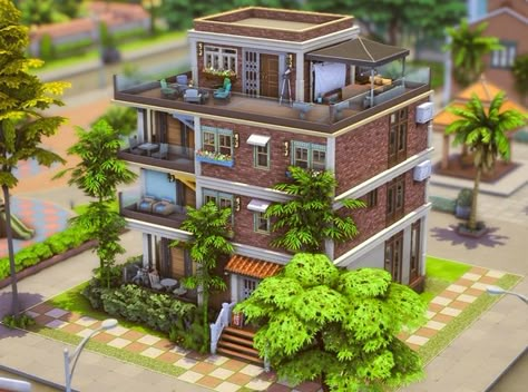 5 Unit Tomarang Apartment Unit | no cc | Patreon Sims Lots, The Sims 4 Lots, Sims Freeplay Houses, Die Sims 4, Apartment Exterior, Play Sims 4, Sims Houses, Narrow Lot House Plans, Sims Builds