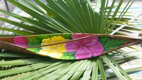 Painted Palm Fronds Seed Pods, Painted Palm Fronds, Coconut Leaf Weaving, Weaving Palm Fronds, Mermaid Palm Frond Art, Palm Frond Art, Palm Fronds, Seed Pods, Palm Trees