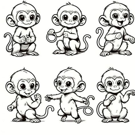 Cheeky Monkey Tattoo, Cartoon Monkey Drawing Sketches, Cute Monkey Drawing, Monkey Drawings, Paint Monkey, Monkey Tattoo, Monkey Cartoon, Monkey Drawing, Monkey Illustration