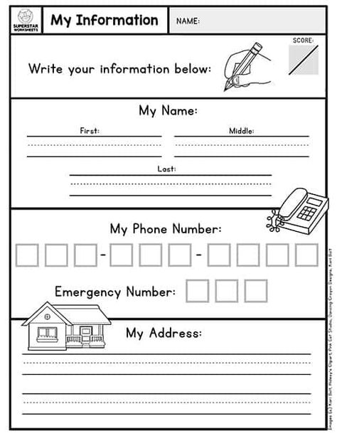 Getting Ready For 1st Grade Worksheets, Homeschool Kindergarten Arts And Crafts, Kindergarten Address Practice, Self Introduction Worksheet For Kindergarten, I Know My Address Kindergarten, Pre K Homeschool Worksheets, Things To Learn In Kindergarten, Abeka Kindergarten Free Printable, My Information Worksheet