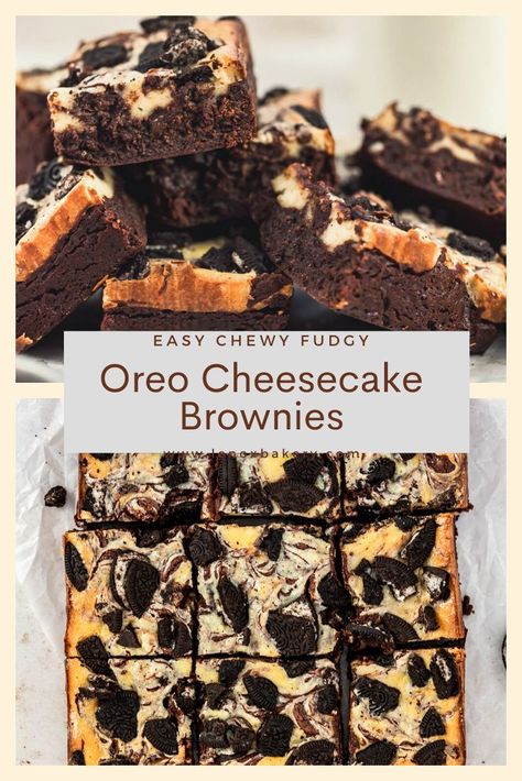 Cheesecake Oreo Brownies, Different Flavor Brownies, Cosmic Brownie Cheesecake, Cheesecake Brownies From Box Recipes, Brownie Types, Oreo Brownie Cheesecake, Brownie Recipies, Oreo Cheesecake Brownies, Brownie Business