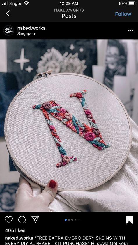 Hand Embroidery Letters, Embroidery Letter, Tambour Embroidery, Floral Alphabet, Embroidery Letters, Letter N, Handwork Embroidery Design, Hi Guys, Embroidery And Stitching