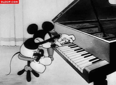 Playing The Piano, Old Pianos, Learn Violin, Music Jokes, Classic Mickey Mouse, Disney Gif, Piano Man, Piano Player, Piano Teaching