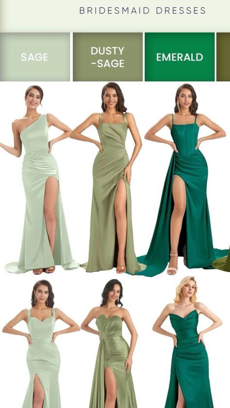 Wedding Maid Of Honor Dresses Green, Emerald Green And Sage Bridesmaid Dresses, Green Dresses For Bridesmaid, Brides Made Dresses Green, Bridesmaid Sage Dresses, Sage Bridesmaids Dress, Sage Green Dress Formal Wedding, Sage Green Wedding Dress Bridesmaid, Green Bridesmades Dresses