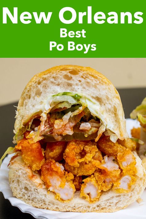 Oyster Poboy Sandwich, Shrimp Poor Boy Sandwich Recipes, Poor Boy Sandwich Recipes, Po Boy Sandwich Recipe, Poboy Sandwich Recipe, Po Boy Sandwich, Louisiana Cooking, Pub Grub, Shrimp Burger