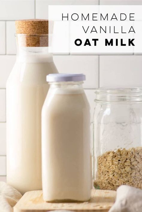 Homemade Vanilla Oat Milk! Make Oat Milk, Homemade Oat Milk, Oat Milk Recipe, How To Make Oats, Vegan Milk, Baskin Robbins, Vegetable Drinks, Plant Based Milk, Nut Milk