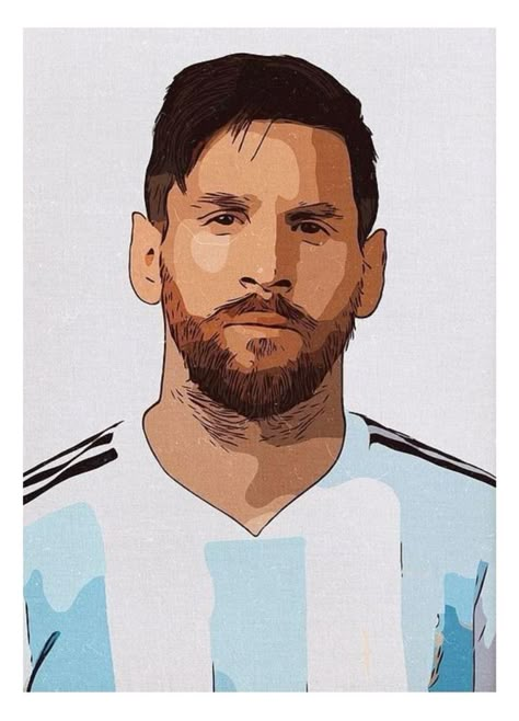 Messi Drawing Sketches, Messi Stencil Art, Messi Art Drawing, Messi Illustration Art, Messi Artwork, Messi Drawing, Messi Art, Football Player Drawing, Football Paintings