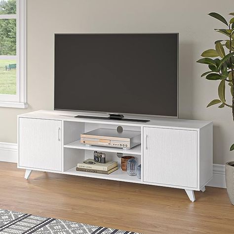 Amazon.com: Panana TV Stand Television Stands TV Console Unit with Shelf and 2 Doors Storage Cabinets for Living Room Bedroom for TVs up to 70 Inches (White) : Home & Kitchen Tv Console Unit, Cabinets For Living Room, Console Unit, White Tv Stands, Television Stands, White Tv, Tv Stand With Storage, Living Room Tv Stand, Tv Stands And Entertainment Centers