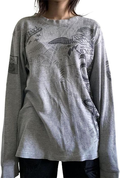 Long Sleeve Baggy Shirt, Baggy Hodge-podge Grunge, Baggy Long Sleeve Shirts, Baggy Long Sleeve Shirt Outfit, Baggy Graphic Tees, Long Sleeve Graphic Tees Outfit, Baggy T Shirts, Graphic Long Sleeve Tees, Shirts Grunge