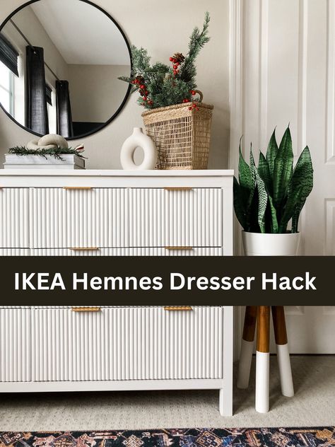 Ikea Hemnes Bedroom Set, White Kitchen Dresser, Hemmed Dresser Hack, Ikea Hemnes Drawers Hack, Update Ikea Dresser, Hemnes Tall Dresser Hack, White Malm Dresser Hack, Ikea Dresser Organization, Hemnes Drawers Hack