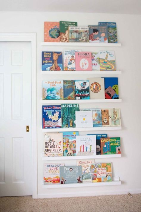 DIY Book Ledge Bookshelves | Home Decor | DIY Decor Mom Diy Book Ledge, Nursery Bookshelves, Baby Bookshelf, Book Ledge, Nursery Book, Baby Nursery Diy, Nursery Bookshelf, Floating Bookshelves, Bookshelves Diy