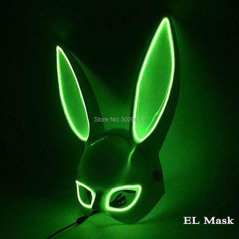 Wire Mask, Neon Rave, Bunny Valentines, Rave Mask, Cheap Costumes, Bunny Mask, El Wire, Led Mask, Bunny Costume