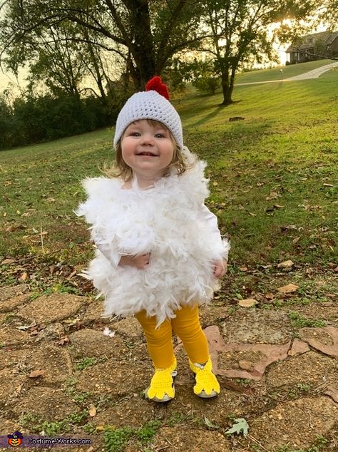 Chicken Nugget Costume | Easy DIY Costumes Chicken Nugget Costume, Nugget Chicken, Headband Curls, Easy Hairstyle Video, Chicken Costume, Chicken Costumes, Feather Boas, Man Bun Hairstyles