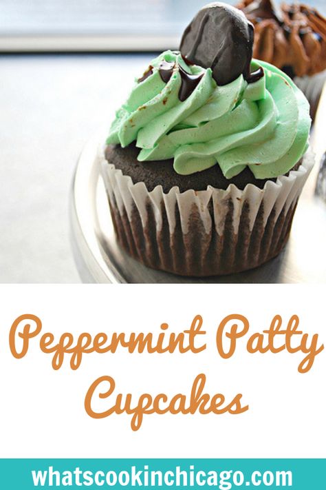 Peppermint Patty Cupcakes #candy #cupcake #recipes Peppermint Patty Cupcakes, York Peppermint Patties, Candy Cupcake, Peppermint Patty, Mint Chocolate Chip, Peppermint Patties, Mint Chocolate Chips, My Childhood, Now And Then