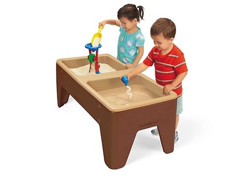 Toddler Two-Station Sand & Water Table - Natural Colors at Lakeshore Learning Sand Water Table, Toddler Storage, Water Table Activities, Water Tub, Lakeshore Learning, Foam Paint, Sand And Water Table, Sensory Table, Plastic Table