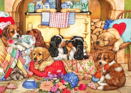 Puppies will be puppies - Desktop Nexus Wallpapers 300 Pieces Jigsaw Puzzle, Dollhouse Rug, Card Pattern, Challenge Yourself, Plastic Canvas Patterns, Canvas Patterns, Cross Stitch Chart, Color Card, Christmas Greeting Cards