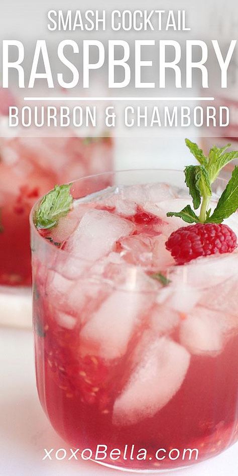 Are you looking for a new bourbon drink recipe? This raspberry bourbon smash cocktail is certainly worth your attention. It’s a perfect cocktail for summer or winter and tastes refreshing and delicious. You make this cocktail with raspberries along with bourbon and other delicious ingredients. The festive colour also makes it a great bourbon holiday drink which is easy to make with bourbon and Chambord raspberry liqueur. You are going to enjoy this cocktail year round! #cocktail #holiday Raspberry Whiskey Drinks, Raspberry Bourbon Smash, Raspberry Bourbon Cocktail, Raspberry Liqueur Cocktails, Summer Bourbon Drinks, Burbon Drinks, Bourbon Smash Cocktail, Chambord Recipes, Scotch Cocktails