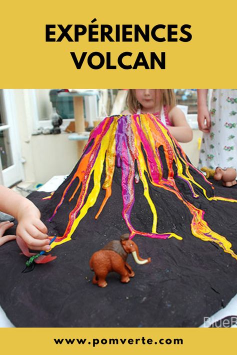 Expérience : comment fabriquer un volcan et une éruption avec les enfants Dinosaur Crafts, 4 Elements, Kids Rugs, Science