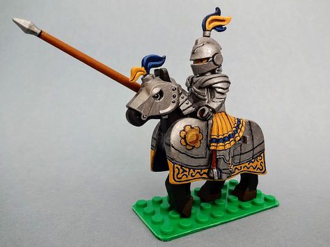 Custom LEGO Minifigure of the Week - Imperial Knight by Steve Cady #LEGO #BrickWarriors #Minifigure #Knight #Castle #LEGOaccessories #MinifigureAccessories Knight On Horseback, Plate Armor, Lego Knights, Lego Custom Minifigures, Imperial Knight, Awesome Lego, Lego Minifigs, Lego Castle, Star Wars Games