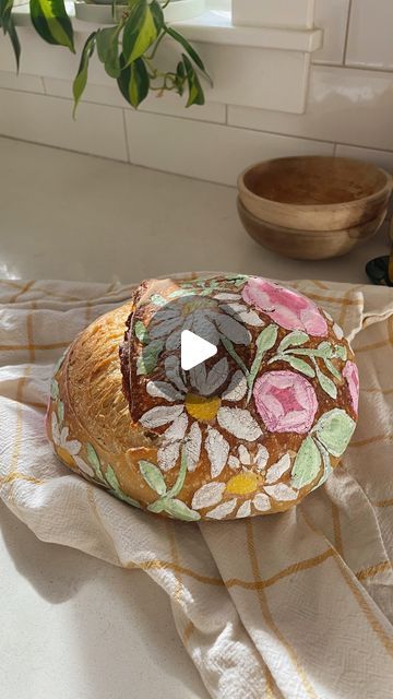 Loveall Design Co.® on Instagram: "A spring inspired painted sourdough loaf 🌸🍞

.

.

.

.

#sourdough #florals #floralpainting #sourdoughpainting #sourdoughstarter #sourdoughbread #spring #springflorals #floralsrt #artist #artistofinstagram #flowerart #paintingflowers #foodcoloring #playingwithfood #wearethehomemakers #homemaker #paintedsourdough" Herbal Academy, Sourdough Loaf, Spring Treats, Edible Paint, Loaf Of Bread, Sourdough Starter, Spring Inspiration, Loaf Bread, Sourdough Bread