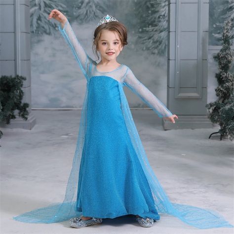 Elsa Dress For Kids, Elsa Theme, Clothes Fancy, Snow White Dress, Princess Elsa Dress, Abc Cards, Snow White Dresses, Frozen Dress, Tulle Party Dress