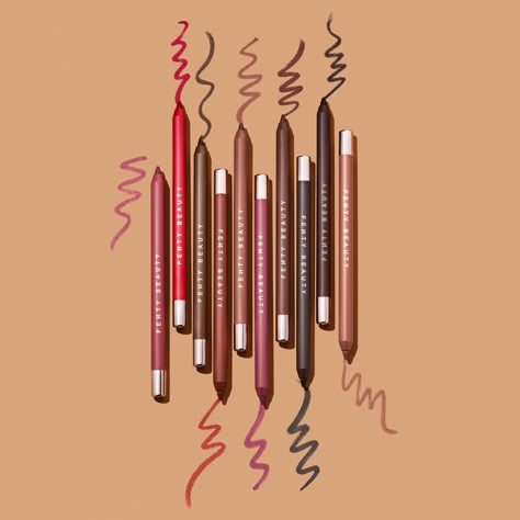 Finally—your ultimate lip liner has arrived. This longwear, creamy pencil is made with pure pigments—laying down true-cast color that won’t look ashy and lasts up to 8 hours. The unique lineup of shades is made for every lip tone and makeup mood. Fenty Beauty Lip Liner, Fenty Lip Liner, Lip Liner Aesthetic, Liner Styles, Realistic Wishlist, Lip Gloss Cosmetics, Makeup Shades, Purple Lips, Eyeliner Makeup