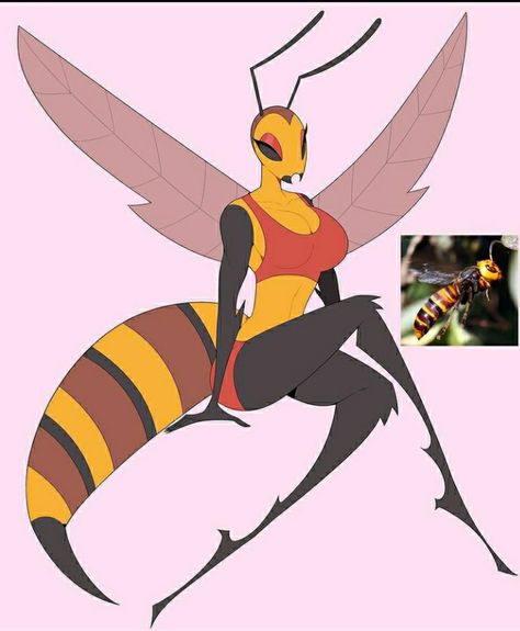 Anthropomorphic Wasp (artist unknown) Bug Enthusiast, Bug Art, Wasp, Hornet, Dnd Characters, Bugs, Insects, Pikachu, Digital Art