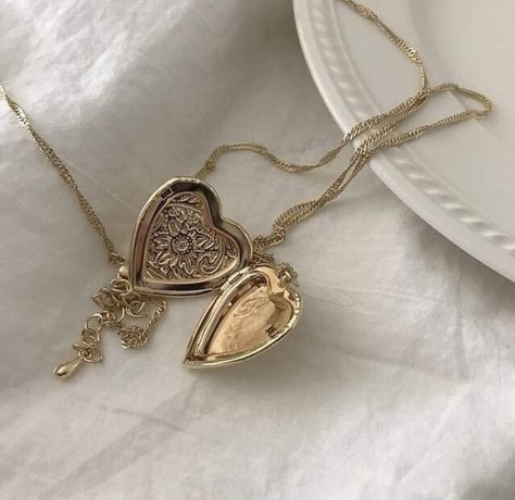 Dainty Jewelry Necklace, Heart Locket, Jewelry Inspo, Pretty Jewellery, Dainty Jewelry, Book Aesthetic, Cute Jewelry, Locket, Heart Shapes