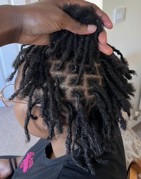 Starter locs, square parting, loc retwist, short locs, loc styles, comb coil, black girl hair styles, loctician, loc hairstyles, black hair, starter locs Coil Starter Locs 4c Hair, Coil Locs Starter, Comb Coil Starter Locs Black Women, Medium Coil Starter Locs, Starter Locs Comb Coil, Short Starter Locs, Big Forehead, Starter Locs, Swag Girl Style