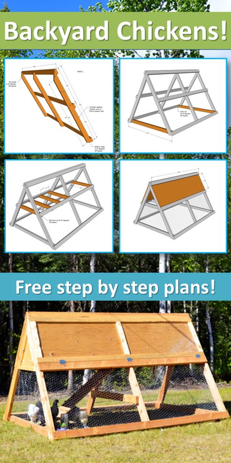 Frame Chicken Coop, Reban Ayam, Easy Diy Chicken Coop, A Frame Chicken Coop, Backyard Chicken Coop, Small Chicken Coops, Easy Chicken Coop, Portable Chicken Coop, Backyard Chicken Coop Plans