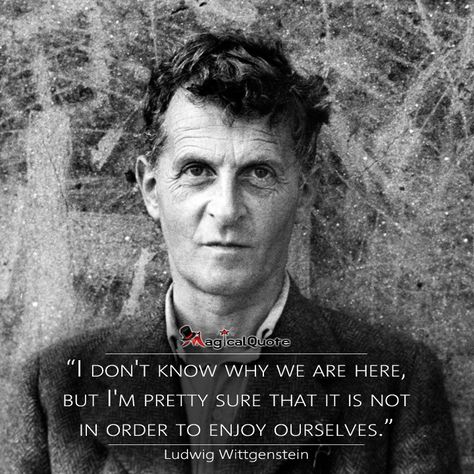 #LudwigWittgenstein  "I don’t know why we are here, but I’m pretty sure that it is not in order to enjoy ourselves."  #authorquotes #quote #quotes #enjoy #magicalquote Ludwig Wittgenstein, Magical Quotes, Anti Religion, Author Quotes, Current Events, Logic, Philosophy, Che Guevara, Mario