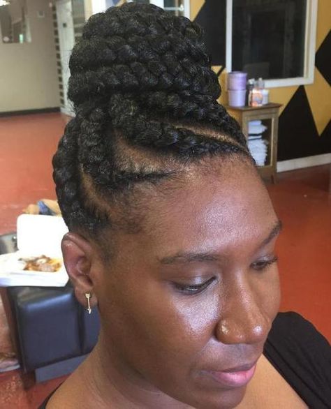 goddess braids updo with jumbo cornrows Jumbo Cornrows, Goddess Braids Updo, Goddess Braid Styles, Box Braids Updo, Corn Row, Braids Updo, Natural Twist, Braids Ponytail, Blonde Box Braids