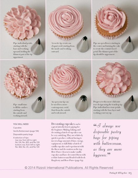 Cake Design Templates, Cute Cupcake Icing Ideas, Frosting Mini Cupcakes Techniques, Natural Cupcake Decorations, Different Tips For Decorating Cakes, Cupcake Tip Guide, How To Use Cake Decorating Tips, Cake Decoration Tips, Cupcake Tips For Frosting