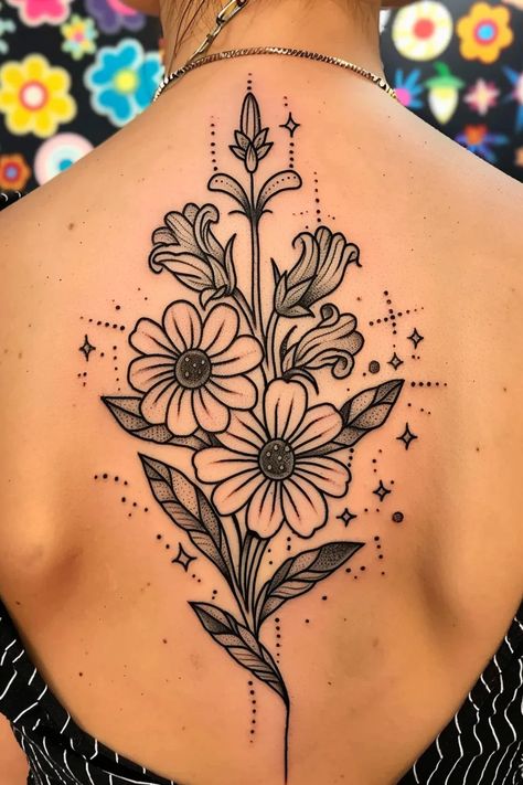 Cone Flower Tattoo, Aster And Morning Glory Flower Tattoo, Aster And Morning Glory Tattoo, Glory Flower Tattoo, Morning Glory Flower Tattoo, Aster And Morning Glory, September Birth Flower Tattoo, Aster Tattoo, Birth Flower Tattoo Ideas