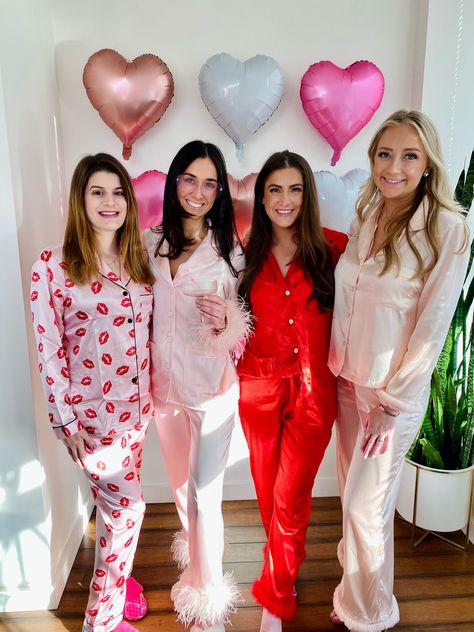 Pajamas Brunch Party, Valentine Bachelorette Party, Valentines Pjs, Valentines Pajama Party, Valentines Pajamas, Valentines Pj Party, Valentines Day Pjs, Valentines Bachelorette Party, Valentine Pajamas