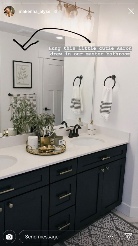 Black Cabinet Bathroom Decor, Bathroom Decor Black Cabinets, Dual Sink Bathroom Decor, Double Sink Bathroom Ideas Decor, Bathroom Sink Decor Countertops, Black Marble Countertops Bathroom Vanities, Double Sink Bathroom Vanity Black, Black And White Master Bath Bedroom Vanities, Double Sink Bathroom Ideas