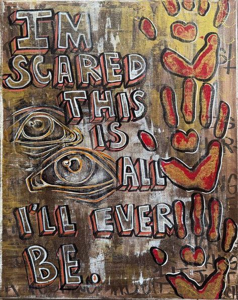 Absurdism Painting, Big Art Pieces, Painted Quotes, Text Painting, Aesthetic Canvas Painting, Foo Fighters Songs, Canvas Art Ideas, Quote Painting, Horizontal Art