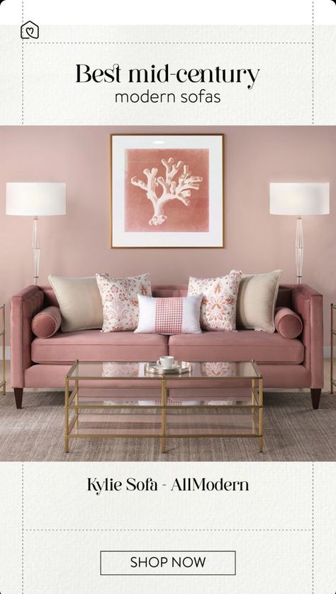 Interior Define Sofa, Sofa Mid Century, Mid Century Modern Couch, Mid Century Modern Sectional, Pink Couch, Best Sofas, Perfect Sofa, Interior Design Dining Room, Set The Mood