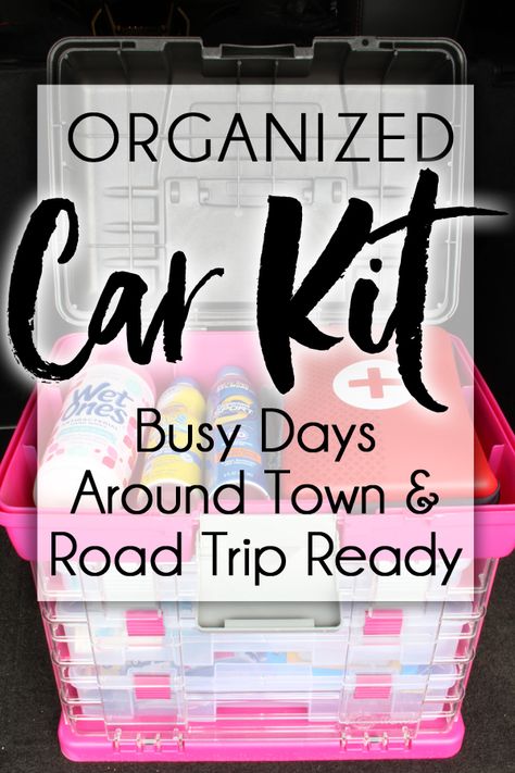 An ORGANIZED CAR KIT for families always on the go. DIY car storage and organizing tips to always be prepared with first aid, snacks, tools, hygiene, clothing care, and entertainment. The perfect car organizing hack with everything moms need for road trips and busy days around town. Diy Car Storage, Organized Car, Restaurant Kit, Car Organizing, Car Emergency Kit, Cleaning House, Organisation Hacks, Car Kit, Organizing Tips