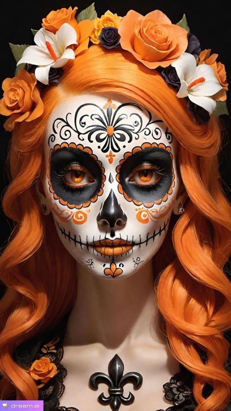 Mexico Skull Makeup, Day Of The Dead Make Up, Halloween Makeup Diy Tutorial, Sugar Skull Face Paint, Muertos Makeup, Day Of The Dead Artwork, Halloween Makeup Sugar Skull, Skull Face Paint, Sugar Skull Face