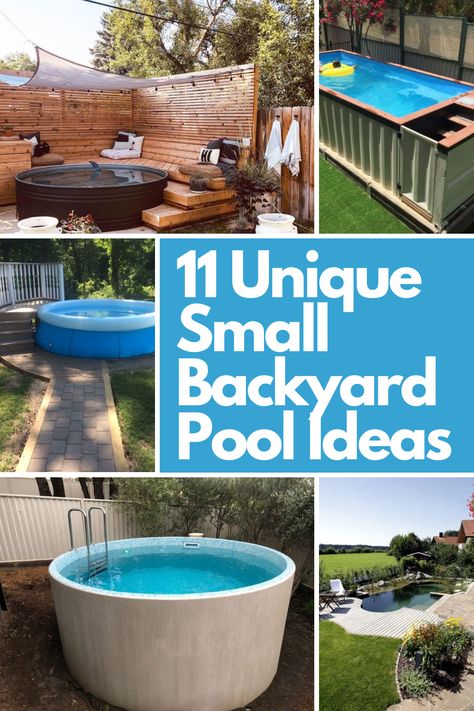 Turn your tiny backyard into a dreamy oasis with these 11 creative pool ideas! From chic stock tank pools to elegant plunge pools and repurposed shipping containers, these solutions prove you don’t need a massive space or budget to enjoy a refreshing dip. Explore unique options like natural swimming ponds, inflatable pools, and DIY water features that add charm and functionality to your outdoor space. Click to discover how to make your small backyard a summer retreat! Small Pool With Bar Area, Small Metal Pools Backyard, Cheap Backyard Pool Ideas, Small Pool Patio Ideas, Homemade Pools Swimming Diy, Pools In Small Backyards, Dipping Pool Small Backyard, Small Outdoor Pool Ideas, Wading Pool Backyard